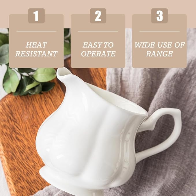 Ceramic Milk Pot 8Oz Heat-Resistant Creamer Pitcher with Spout Practical Milk Cup for Coffee Tea Sauce and Juice Serving