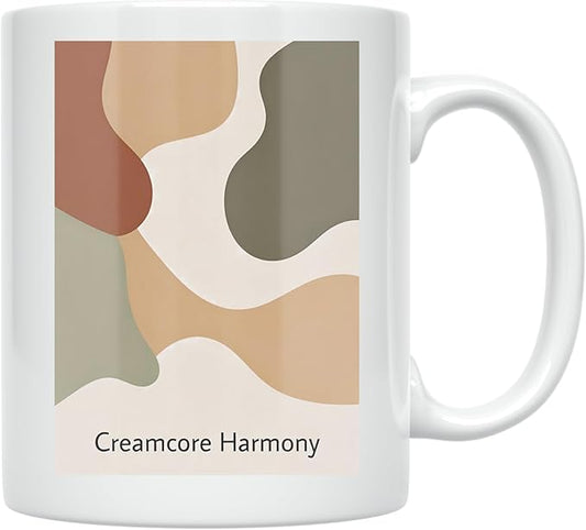 Neutral-Lover Coffee Mug - Creamcore Harmony Design - 11 oz White Ceramic - Modern Minimalist Style