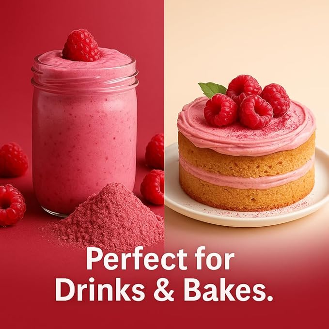 Confect Rasberry Fruit Powder | Pure & Natural Fruit Powder for Smoothies, Baking, Beverages, Juices, Tea & DIY Recipes | Vegan, Gluten-Free, No Added Sugar – 3.5 OZ