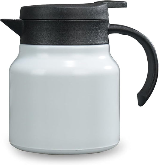 27 oz Single Stainless Steel Thermal Coffee Carafe, Double Wall Vacuum Insulated Creamer Container, Beverage Dispenser for Milk and Hot Chocolate, Tea Pot. (White)