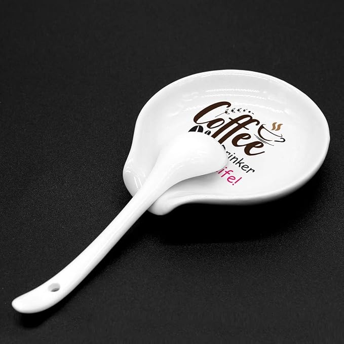 Funny Colourful Coffee Spoon Rest- Ceramic Coffee Spoon Holder-Cafe Station Bar Accessories-Coffee Drinker in Your Life Sign
