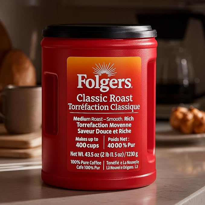 YESMOO Folger Classic Roast Ground Coffee (43.5 oz.) - 1 Pack