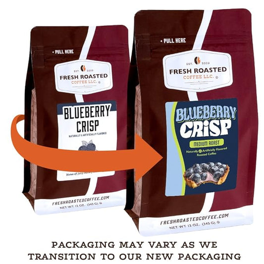 Fresh Roasted Coffee, Blueberry Crisp Flavored Coffee, 12 oz, Medium Roast, Kosher, Ground