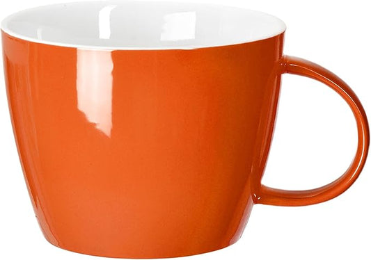 2XL Minimalist Coffee Mug Soup Cup, for Caffeine Lovers for Every Coffee Geek, and Dinner Soup Cereal Bowl with Handle to Breakfast, Machine Washable Ceramic Big Cup, Vibrant Unique Colour, Orange