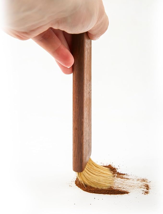Coffee Cleaning Brush, Grinder Espresso Machine Cleaner Tool with Walnut Wood Handle Dense Bristles Barista Dusting Accessories for Camping Home Kitchen Gadget