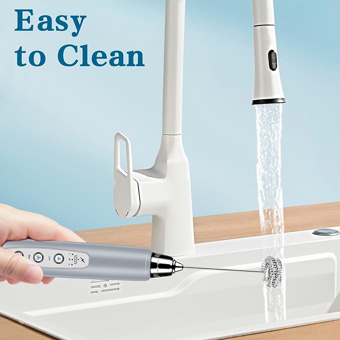 Milk Frother Handheld for Coffee, Electric Whisk 3 Speed Adjustable, Drink Mixer with Stainless 3 Whisks, Rechargeable Hand Frother Wand, Foam Maker for Latte Cappuccino Hot Chocolate Egg