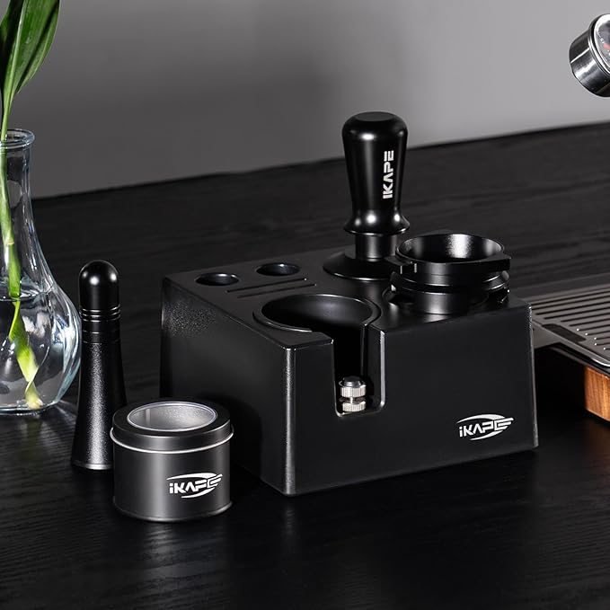 IKAPE 53MM Espresso Tamper Kit 4 in 1, Coffee Tamper, WDT Tool, Paper Filters (200pc), Dosing Funnel