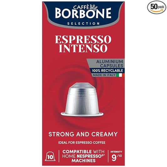Caffè Borbone Espresso Intenso Aluminum Capsules Compatible with Nespresso Original Machines, Dark Roast, 50 Count