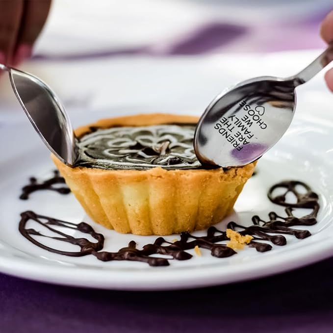 Friends Are The Family We Choose Engraved Stainless Steel Spoon, Funny Love Heart Engraved Spoons for Having Coffee Tea Eat Ice Cream, Birthday Gifts for Friends Family Bestie