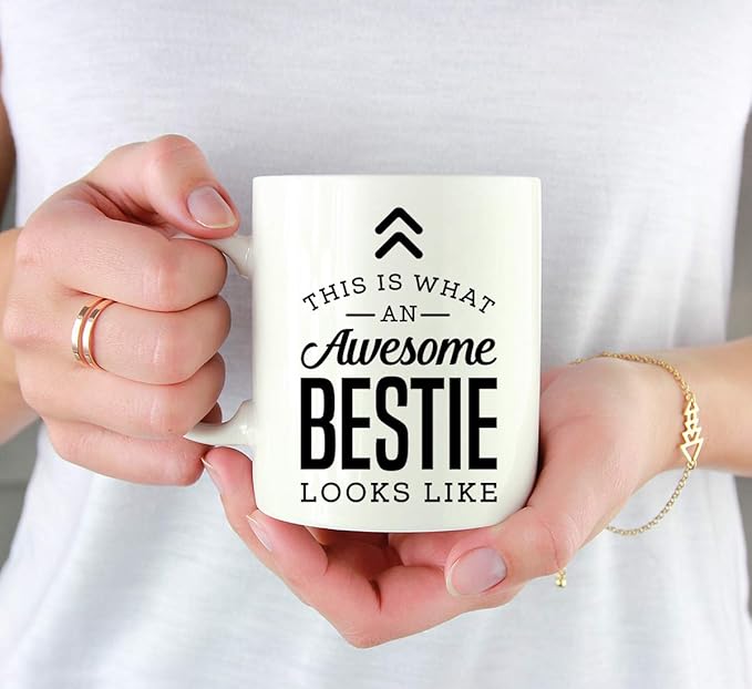 Andaz Press 11oz. Ceramic Coffee Tea Mug Thank You Gift, This is What an Awesome Bestie Looks Like, 1-Pack, Birthday Christmas Gift Ideas Coworker Him Her, Includes Gift Box