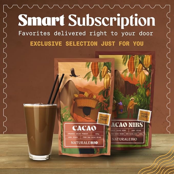 NaturaleBio Cacao Powder Organic 14oz. Unsweetened, Non-Alkalized and Pure. Cocoa Powder Substitute with Rich Dark Chocolate Flavor. Non-GMO, Gluten Free, Tested for Heavy Metals. From Raw Cacao Beans