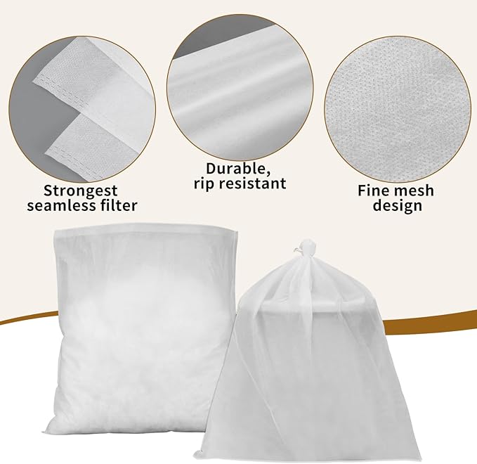100 Pack Cold Brew Coffee Filters 20" X 20" Disposable Fine Mesh Brewing Bags Commercial 5 Gallon Coffee Filter For Commercial Model Cold Brew Coffee Makers Restaurants Shop