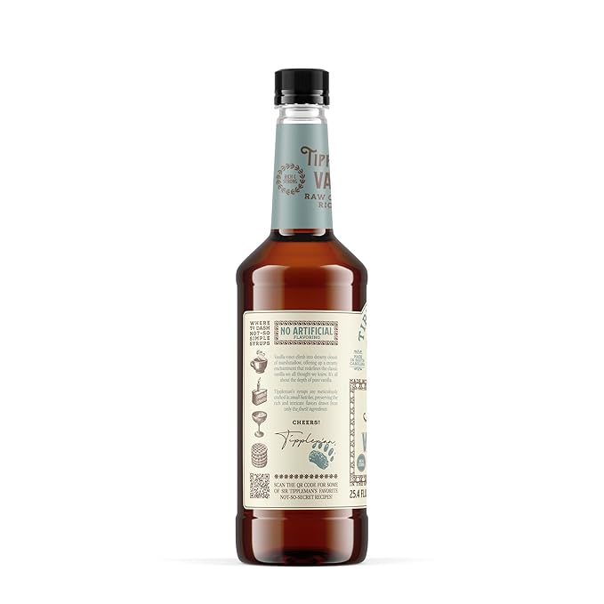 Tippleman's Sugar Free Vanilla Coffee Syrup, Zero-Sugar, Great for Drinks, Lattes & Espressos – 750ml Bottle Fits Pump