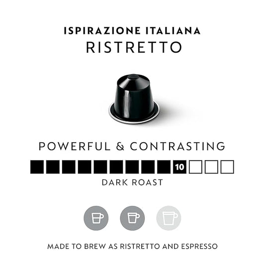 Nespresso Capsules Original, Ristretto Italiano, Dark Roast Espresso Coffee, 50-Count Espresso Pods