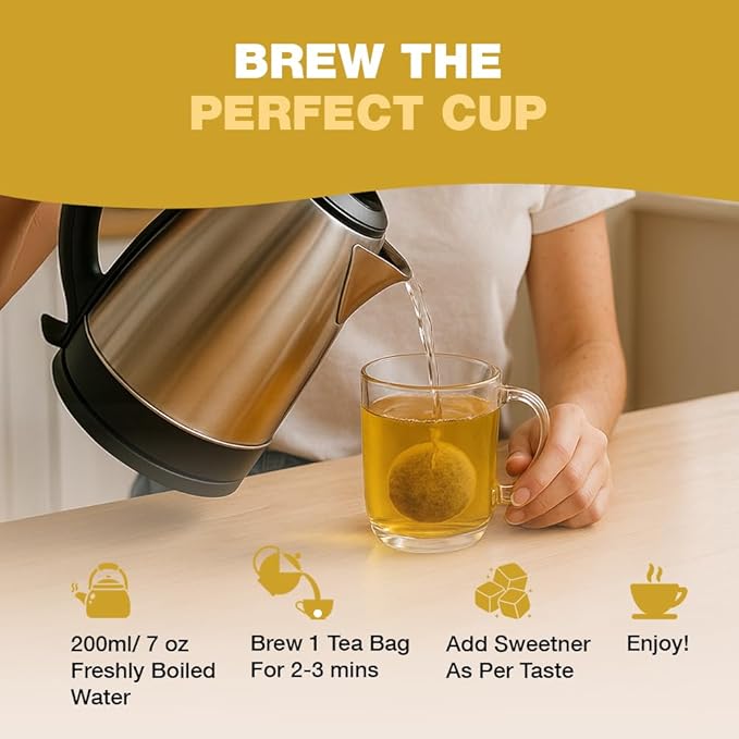 HANDPICK, Organic Ginger Tea Bags (100 Herbal Tea Bags), Caffeine Free & 100% Pure Ginger Root |Soothing & Spicy Blend | Round Eco Conscious Teabags