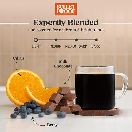 Bulletproof Breakfast Blend Light Roast Whole Bean Coffee, 12 Ounces, 100% Arabica Beans, Clean Coffee Tested for Toxins, Packaging May Vary