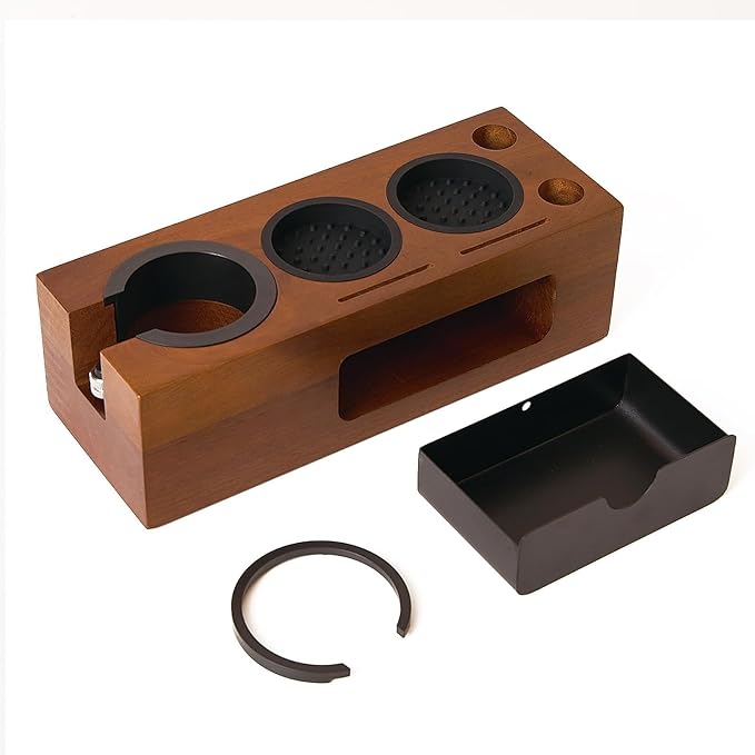 Espresso Tamping Station - 8 in 1 Espresso Organizer for Stroage 51/53/54/58mm Coffee Tamper Distributor Portafilter Puck Screen Accessories