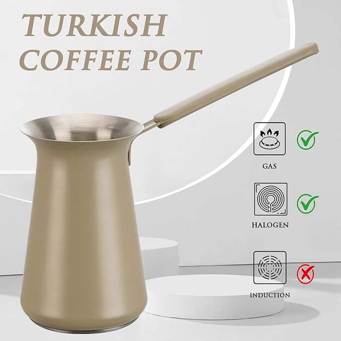 UNISWEET Turkish Coffee Pot - Coffee Maker, Briki Greek Turkish Pot, Arabic Tea Pot, Cezve/Ibrik Coffee Pot for Stovetop(400 ml,Serves 5)