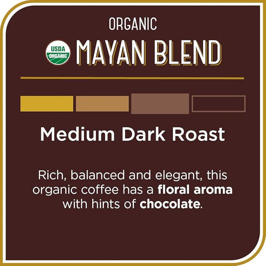 Don Francisco's Organic Mayan Blend Ground Coffee, Medium to Dark Roast – 100% Arabica Coffee, 12 oz Bag