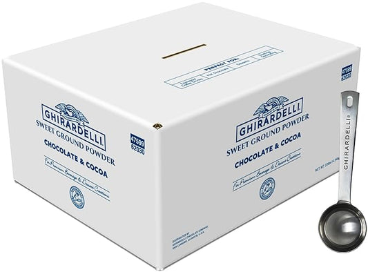 Ghirardelli Sweet Ground Chocolate & Cocoa Gourmet Powder, 10 lb Box with Ghirardelli Stamped Barista Spoon
