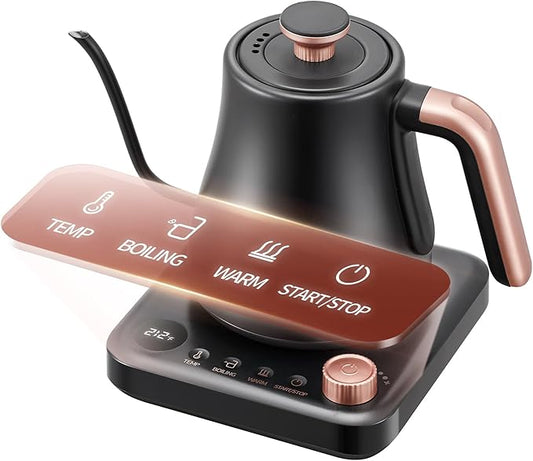 OLEGA Gooseneck Electric Kettle: 1000W Electric Kettles with Temperature Control 0.8L Stainless Steel Electric Tea Kettle Gooseneck Kettle for Coffee Tea Keep Warm (Black)