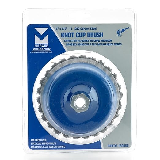Mercer Industries 189080 - 5" x 5/8"-11 Knot Cup Brush, .020 Carbon Steel Wire
