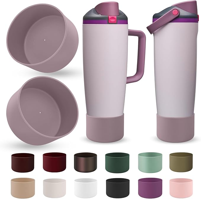 2PCS Silicone Boot Compatible with Owala 30oz & 40oz FreeSip Sway Bottles & Tumblers, Protective Anti-Slip Bottom Cover Sleeve for Freesip Sway Tumbler