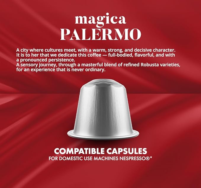 Caffè Borbone Magica Palermo Aluminum Capsules Compatible with Nespresso Original Machines, Dark Roast, 100 Count
