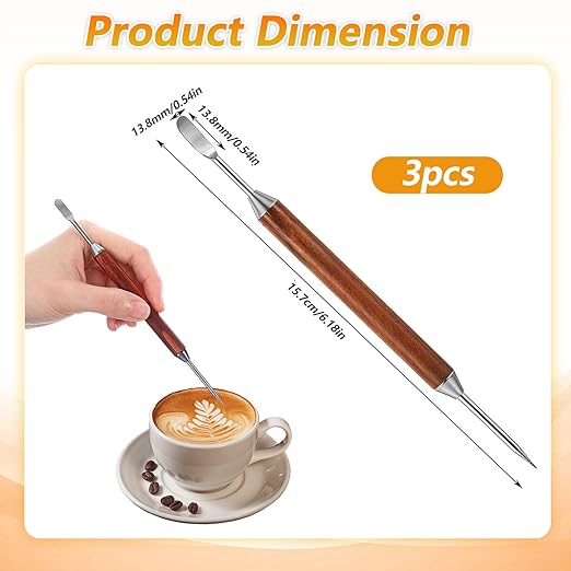 3pcs Latte Art Pen, Elegant Latte Art Tools Latte Pen and Coffee Arts Pen, for Coffee Shapes Lattes Pens