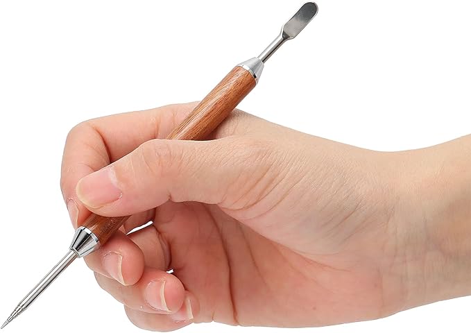 Pwshymi Coffee Latte Needle, Stainless Steel Latte Art Pen with Wood Handle, for DIY Coffee Decorating and Milk Froth Picking