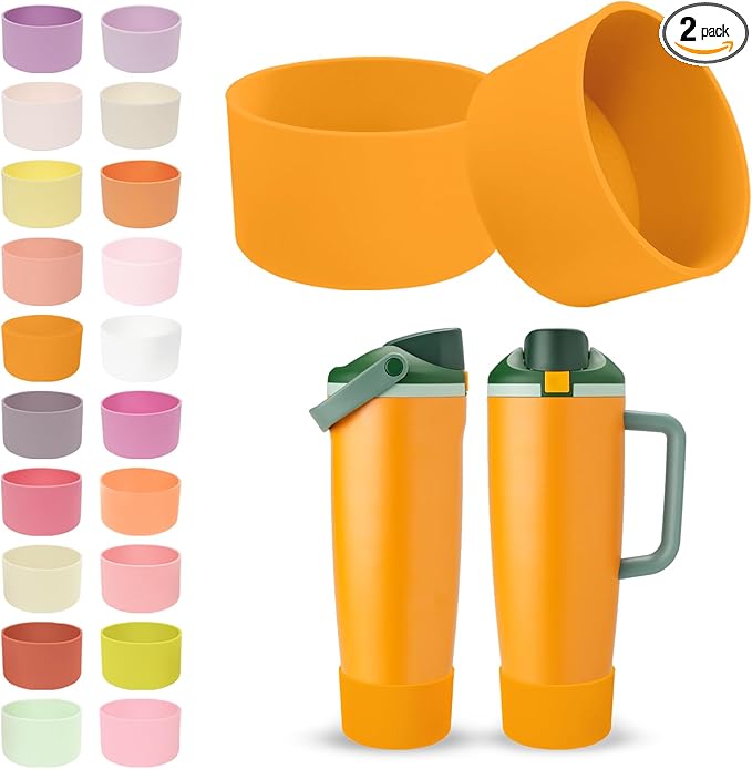 2PCS Silicone Boots for Owala 30oz & 40oz FreeSip Sway Bottles & Tumblers – Non-Slip, Scratch-Resistant, Stability Enhancer for Owala Accessories (Orange Grove)