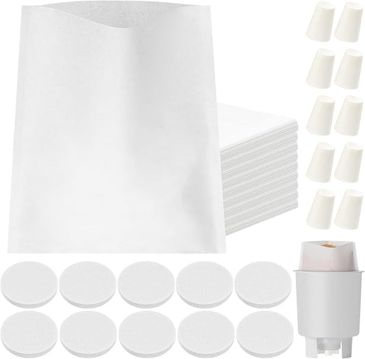 Feifeiya 70 Pack Filter Replacement Set Compatible with Toddy Cold Brew Coffee Maker Include 50 Cold Brew Paper Bags 10 Reusable Coffee Filter Replacements and 10 Stoppers