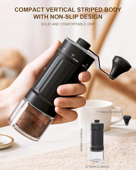 Manual Coffee Grinder, 40 Levels External Adjustment, Portable Hand Coffee Bean Mill, Ceramic Burr Coffee Grinder