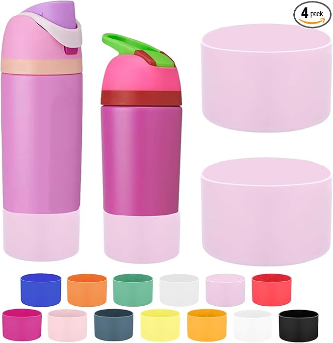Mity rain 2PCS Protective Boot Compatible with Owala Kids Water Bottle 16 oz &14 oz, Silicone Boot Accessories for Owala Kids FreeSip 16oz & Flip 14oz (Lavender)