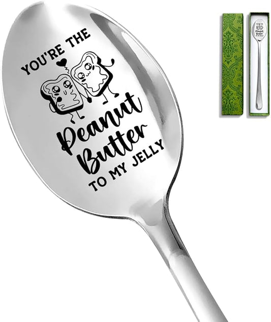 You're The Peanut Butter to My Jelly Spoon, Funny Stainless Steel Coffee Dessert Scoop, for Peanut Butter Lovers, Men, Women, Dad, Mom, Birthday Christmas Gifts