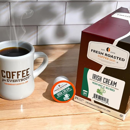 Fresh Roasted Coffee, Irish Cream, Flavored Coffee Pods, K-Cup Compatible, 24 Count