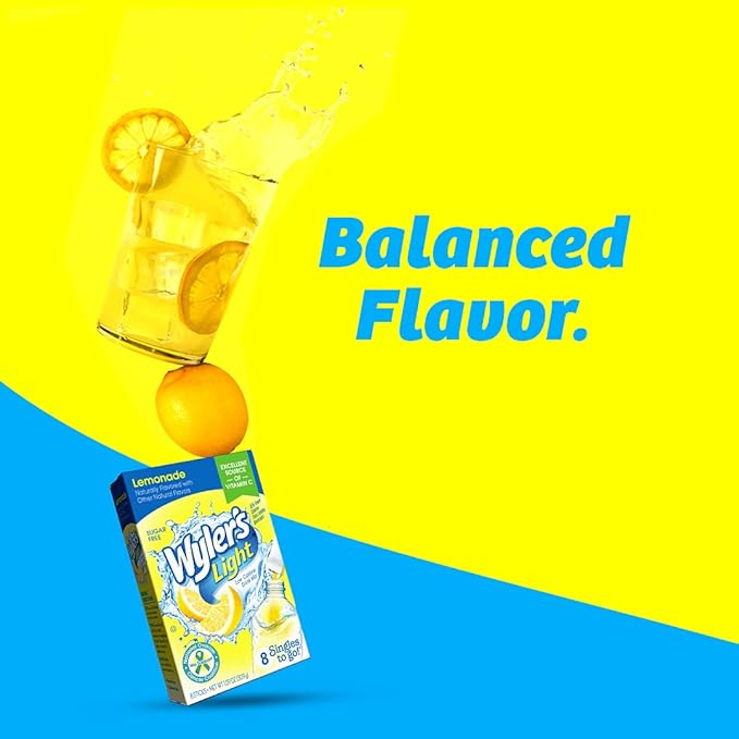Wyler's Light Singles Water Drink Mix To Go Powder Packets, Lemonade, 8 Count