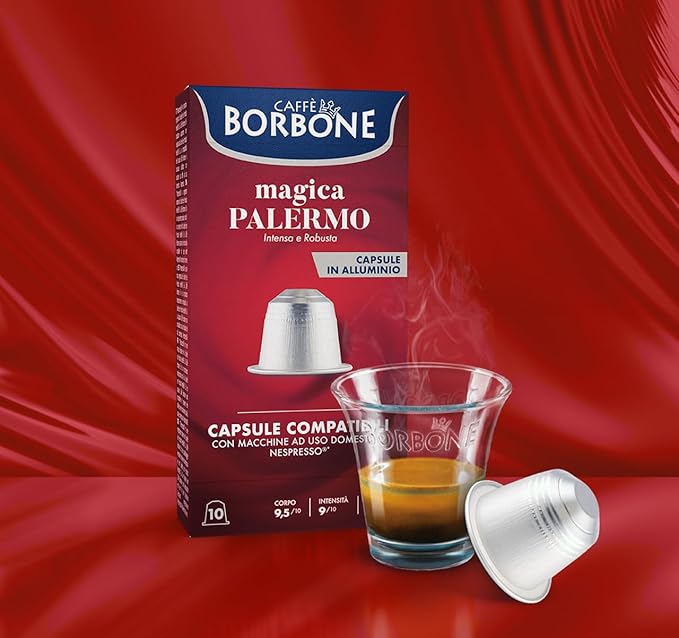 Caffè Borbone Magica Palermo Aluminum Capsules Compatible with Nespresso Original Machines, Dark Roast, 50 Count