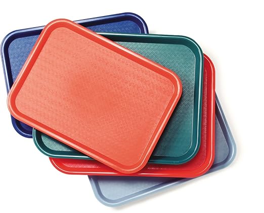 Carlisle FoodService Products CT101414 Café Standard Cafeteria / Fast Food Tray, 10" x 14", Blue (Pack of 24)