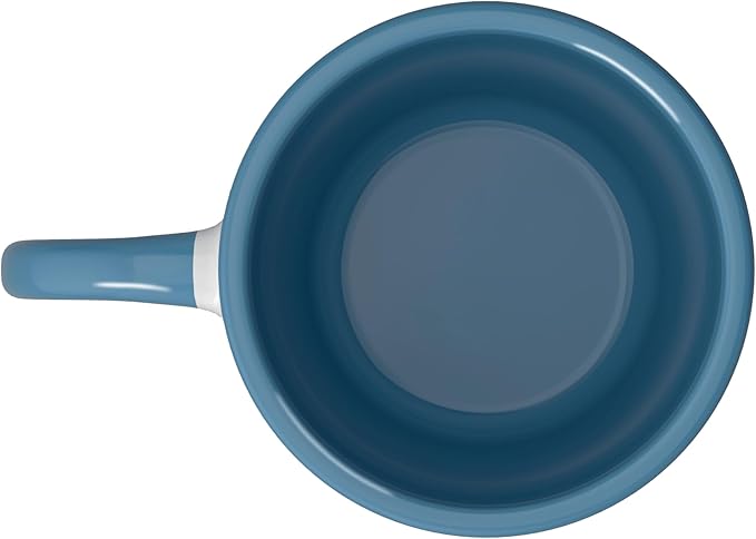 Coffee AM Wine PM - Funny Minimalist Coffee Wine Lover Ceramic Mug, Blue/White