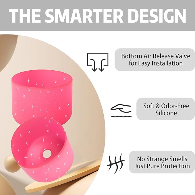 Silicone Boot for Owala 24oz Water Bottle – Anti-Slip Protective Cover, Bottle Boot, Base Cover Compatible with FreeSip, Sleeve for Stainless Steel Tumblers (Glitter Rose Red, 24OZ)