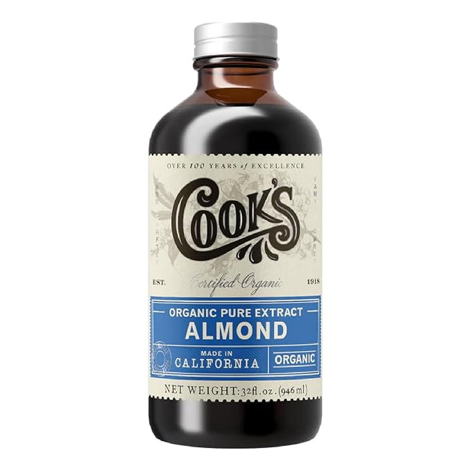 Cook's, Organic Pure Almond Extract, for Baking, Cookies, Cakes, Pastries, Maripan, 32 oz