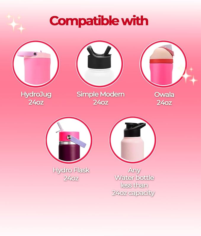 Valentine's Day Tumbler Decals for Owala Accessories - Sweet Heart Bows Stickers, Fits 24oz Angel Food Cake Owala Bottles, Great Valentines Gift (Red)