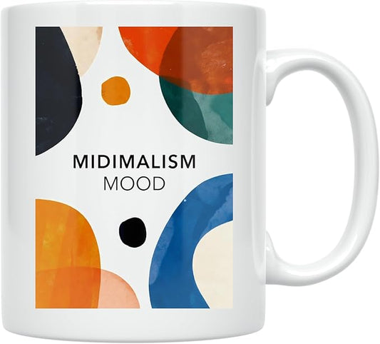 Coffee Lover Coffee Mug - MIDImalism Mood Design - 11 oz White Ceramic - Modern Minimalist Style