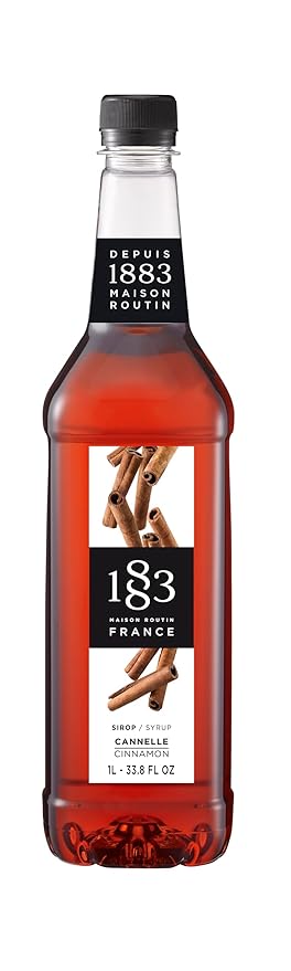 1883 Maison Routin Syrup for Drinks, Made In France (Cinnamon Plastic, 1 Liter)