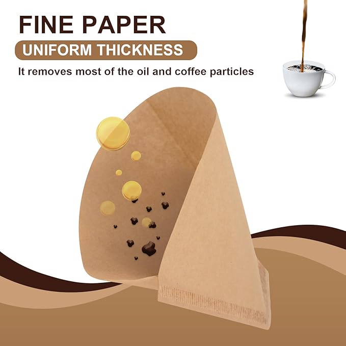 Coffee Filters Compatible with Moccamaster Coffee Machine, 200 Pcs #4 Cone Unbleached Disposable Filter Paper for Technivorm Moccamaster 8-10 Cup KBT KBGV KB