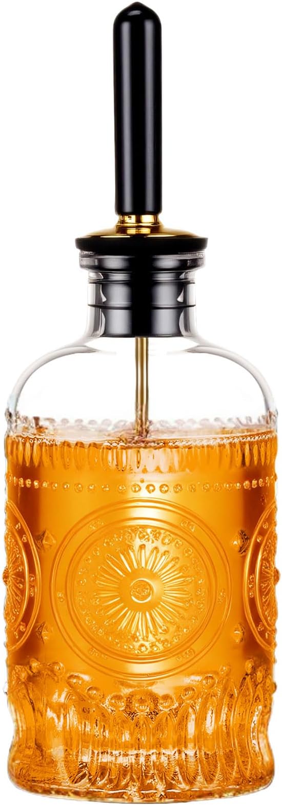 Baalaka 1pcs Glass Coffee Syrup Dispenser Bottles 7 OZ, Simple Syrup Bottles with Metal Pour Spout, Syrup Dispenser for Coffee Bar Accessories for Maple Honey Syrup Oil and Sauces