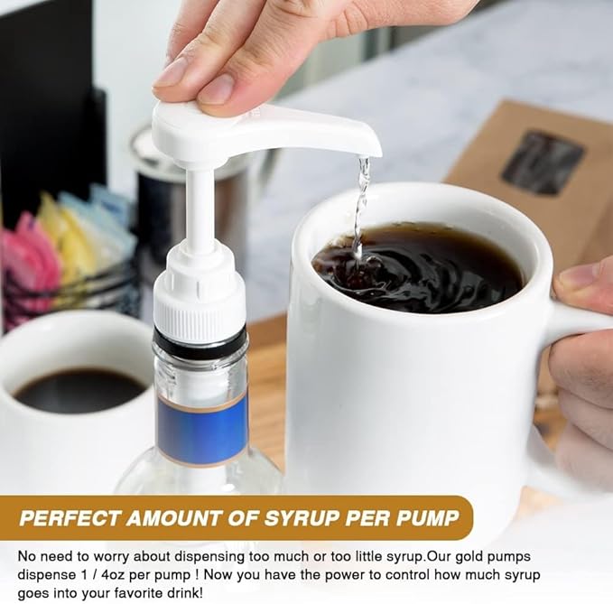 Coffee Syrup Pump Dispenser, 4 Pack for 750ml/25.4 oz Bottles