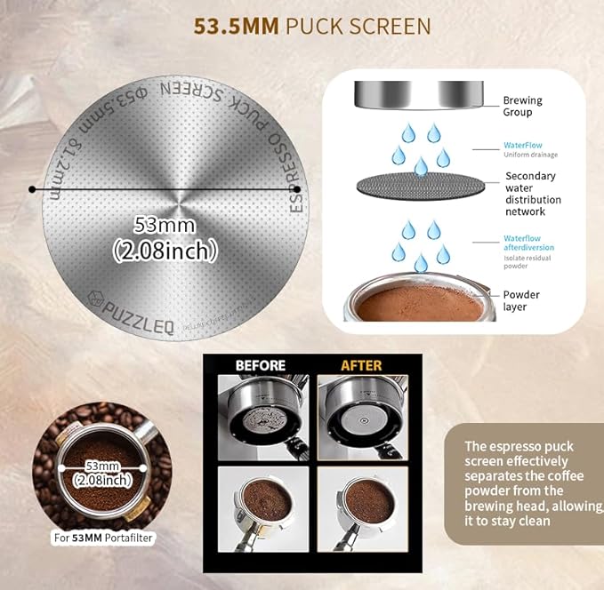 54mm Espresso Accessories Kit, Spring Loaded Calibrated Tamper,mat，WDT Tool，Dosing Funnel，Puck Screen kit，Basket Removal Tool ，Cleaning ClothSet,Fits 54mm Breville Espresso Coffee Machines (54MM)