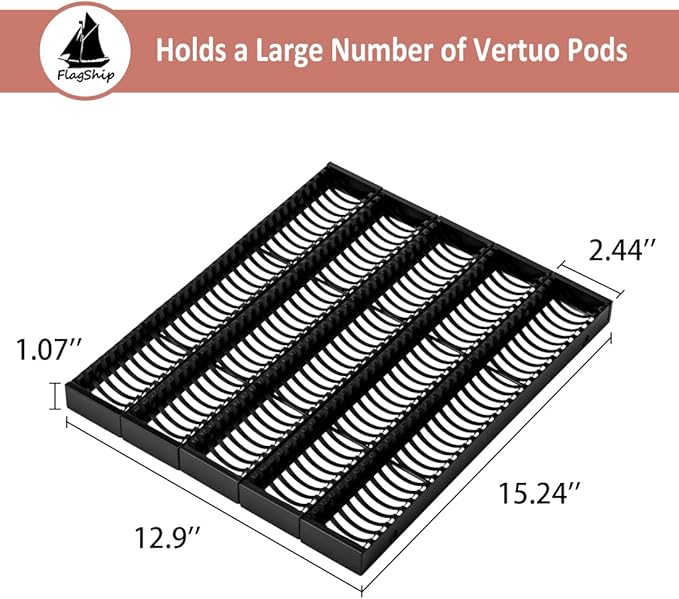FlagShip Vertuo Pod Drawer Insert for Counter,Nespresso Pod Holder DIY Magnetic Connect Black Metal(5 Packs)